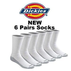 NEW Dickies Men's Dri-Tech Moisture Control Crew Socks 6 Pack Size XL White
